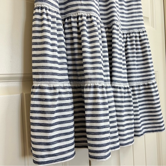 Max Studio Womens Jersey Knit V-Neck Ruffles Dress in Blue/White Stripes, Size S - Picture 4 of 7
